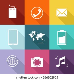 Flat design concept for social network by using modern electronic devices