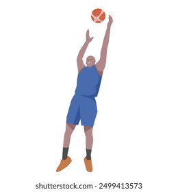 Flat design concept with sportsman playing basketball. Vector illustration isolated on white background