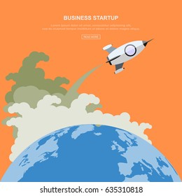 Flat design concept start up new business project or idea, startup presentation poster background. Vector illustration.