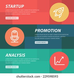 Flat design concept for startup, promotion, analysis