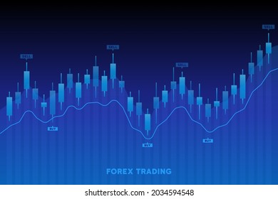 El concepto de diseño plano para el intercambio y el comerciante. El negocio de los mercados financieros con análisis de gráficos. Ilustraciones vectoriales.