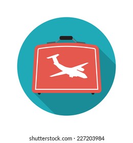 Flat Design Concept Suitcase Vector Illustration With Long Shadow. EPS10