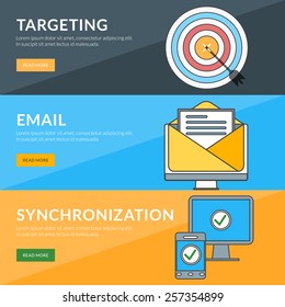 Flat design concept for targeting, email, synchronization