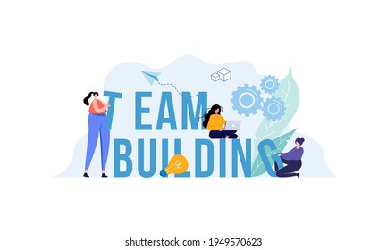 Flaches Design-Konzept für Teambildung, Teamarbeit, Illustration zum Teammanagement