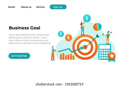 Flat design concept teamwork to build organizational success By setting the right marketing target. Vector illustrations.