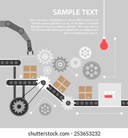 Conceito de design plano para processo de teclologia. Ilustração vetorial para banners da web e materiais promocionais