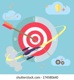 Flat design concept of time management work planning process and business metaphor time is money modern vector illustration