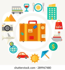 Flat design concept for travel and tourism