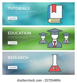 Flat design concept for tutorials, education, research