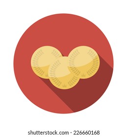 Flat Design Concept Vector Coin with Crown Illustration With Long Shadow. EPS10