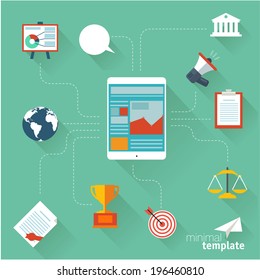 Flat design concept. Vector template and  icons for infographics, web, inerface and mobile.