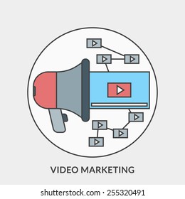 Flat design concept for Video Marketing. Vector illustration for web banners and promotional materials