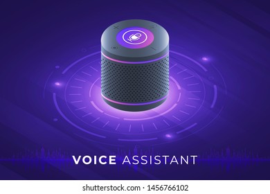 Flat design concept voice assistant internet of things. control device with speak to device. modern graphic design. Isometric vector illustrate.