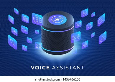 Flat design concept voice assistant internet of things. control device with speak to device. modern graphic design. Isometric vector illustrate.