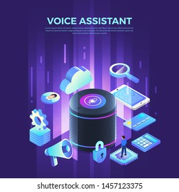 Flat design concept voice assistant internet of things. control everthing with speak to device. modern graphic design. Isometric vector illustrate.