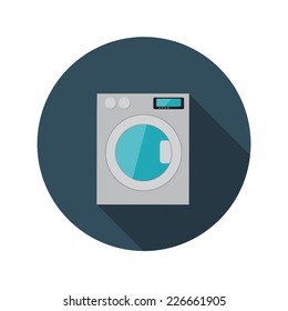 Flat Design Concept Washing Machine Vector Illustration With Long Shadow. EPS10