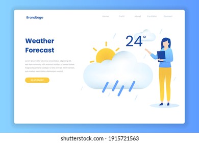 Flat design concept of weather forecast concept. Illustration for websites, landing pages, mobile applications, posters and banners