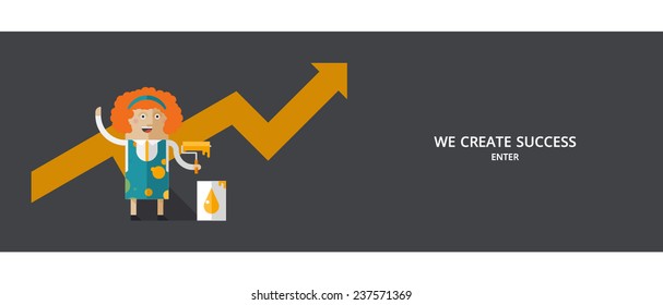 Flat design concept for web banners and printed materials - we create success