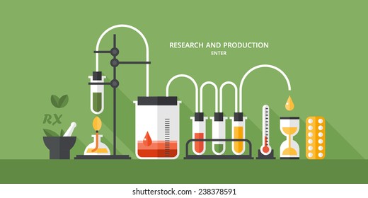Flat design concept for web banners and printed materials - laboratory