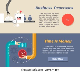 Flat Design Concept for Web Banners and Promotional Materials. Business Process, Time is Money