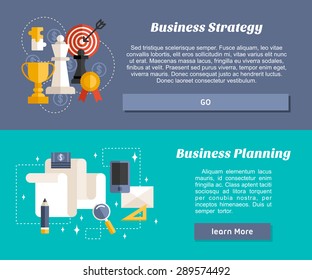 Flat Design Concept for Web Banners and Promotional Materials. Business Strategy and Business Planning