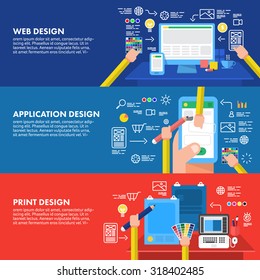 Flat design concept design website application and print. Vector illustrate.