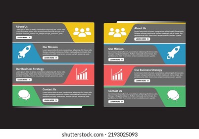 Flat design concept for website template - about us, our mission, business strategy, contact web banners or headers vector illustration.web banners.web banners set