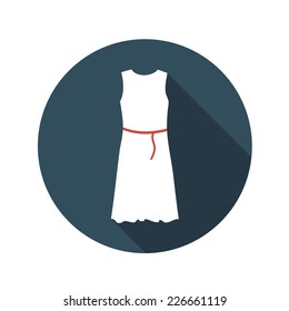 Flat Design Concept White Dress Vector Illustration With Long Shadow. EPS10