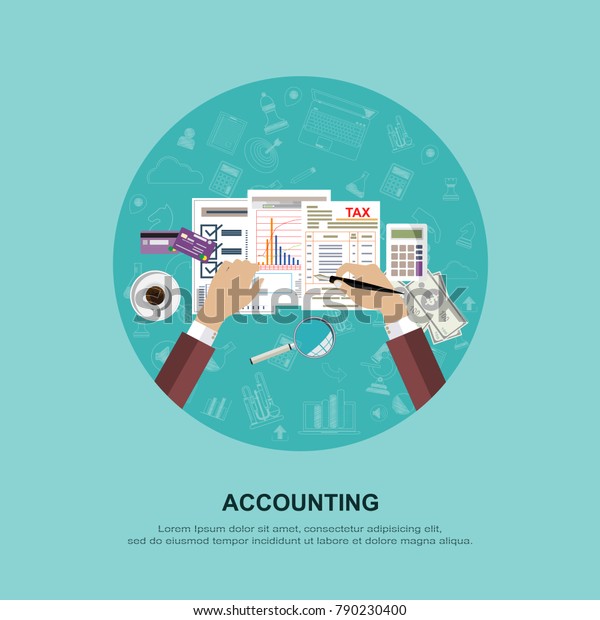 Flat Design Concepts Auditing Auditor Examination Stock Vector