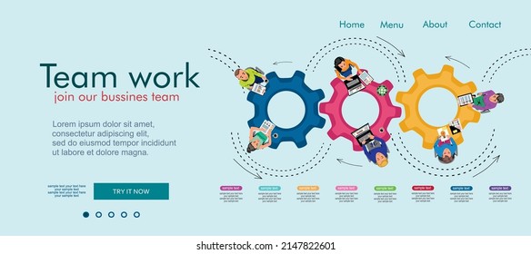 Flat design concepts for business analysis and planning, consulting, team work, project management, financial report and strategy. Teamwork landing page template. Modern web page design concept.