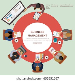 Flat design concepts for business analysis and planning investment, consulting, team work, project management, financial report and strategy. vector illustration. 