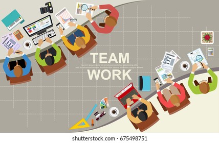 Flat design concepts for business analysis and planning business meeting and brainstorming. Vector illustration.