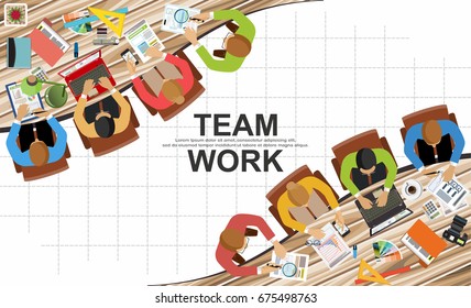 Flat design concepts for business analysis and planning business meeting and brainstorming. Vector illustration.