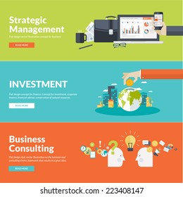 Flat design concepts for business, finance, strategic management, investment, natural resources, consulting, teamwork, great idea. Concepts for web banners and promotional materials.  