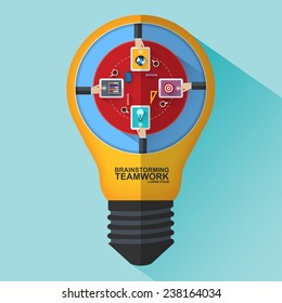 Flat design concepts business idea for teamwork