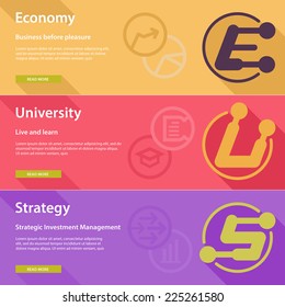 Flat design concepts for Business, online education, training courses, university, management tutorials. Concepts for web icons, banners and promotional materials.