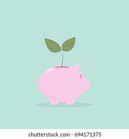 Flat design concepts for business piggy, investing saving concept, 