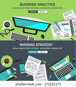 Flat Design Concepts for business planning and people recruitment and winning strategy, finance, brainstorming, career, ,meeting table.Ideal for printed material or web banners.