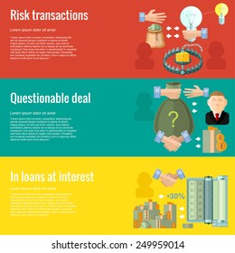 Flat design concepts for business.questionable deal; in loans at interest; risk transactions.Concepts for web banners and promotional materials