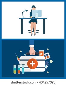 Flat design concepts for consulting, planning, teamwork, project management and development, healthcare and medical help