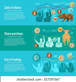 Flat design concepts for different situations with stock exchange business