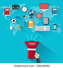 Flat design concepts global education