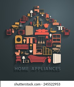 Flat design concepts home appliances icons, Vector illustration modern template