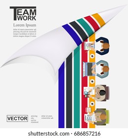Flat design concepts include concepts for  analysis team and business planning, financial reporting and strategy,tax, teamwork. Create the message and details below. Vector illustration.