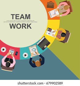 Flat design concepts include concepts for team analysis and business planning, financial reporting and strategy. Create the message and details below. Vector illustration.