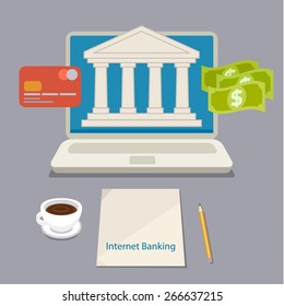Flat design concepts of internet banking. Vector illustration