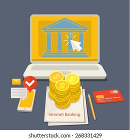 Flat design concepts of internet banking. Vector illustration