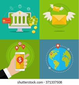 Flat design concepts of internet banking. Flat design, vector illustration.