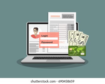 Flat design concepts of internet banking. Vector illustration