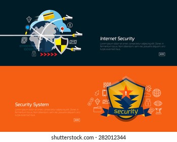 Flat design concepts for internet security, security system. Concepts for web banners and promotional materials.